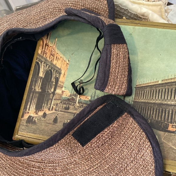 Madagascar Hat Company Packable Straw Visor Brown With Black Trim Sun Visor - Picture 10 of 12